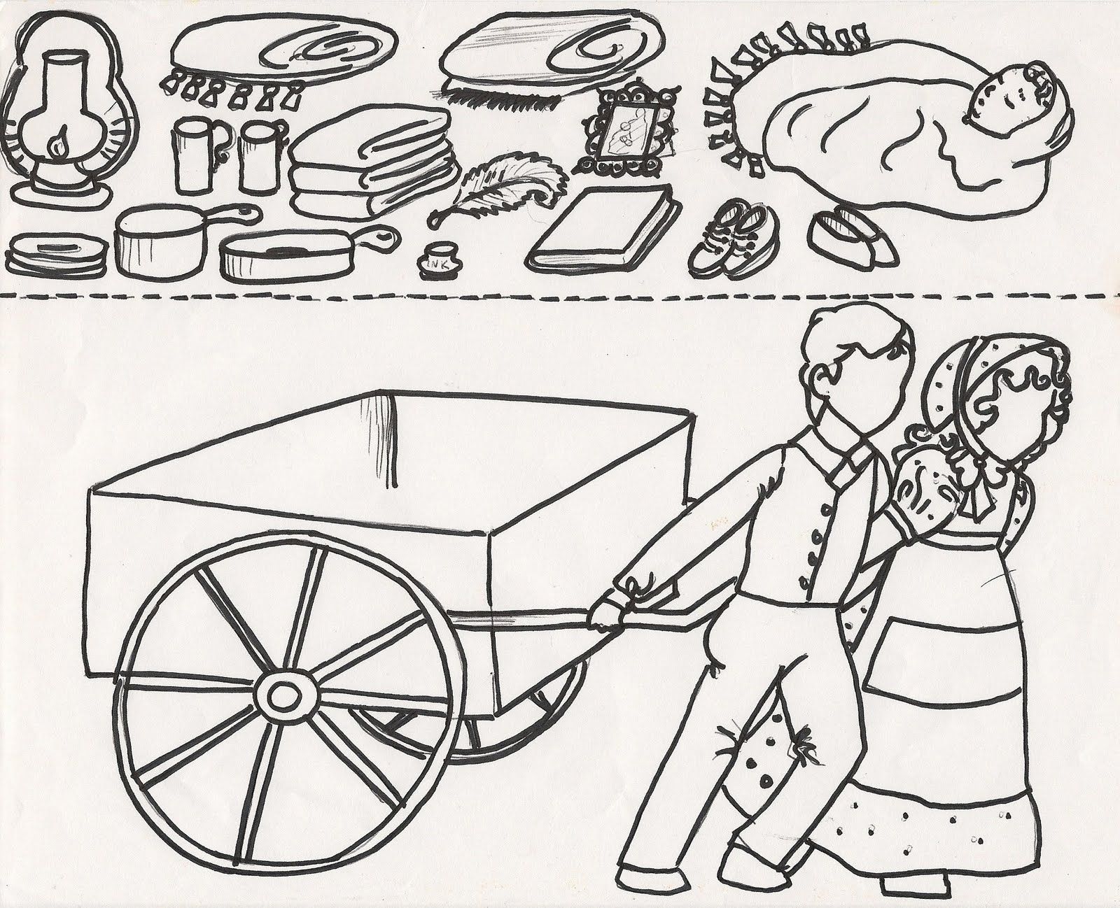 Handcart Pioneer Children Coloring Pages Coloring Pages For Kids ...
