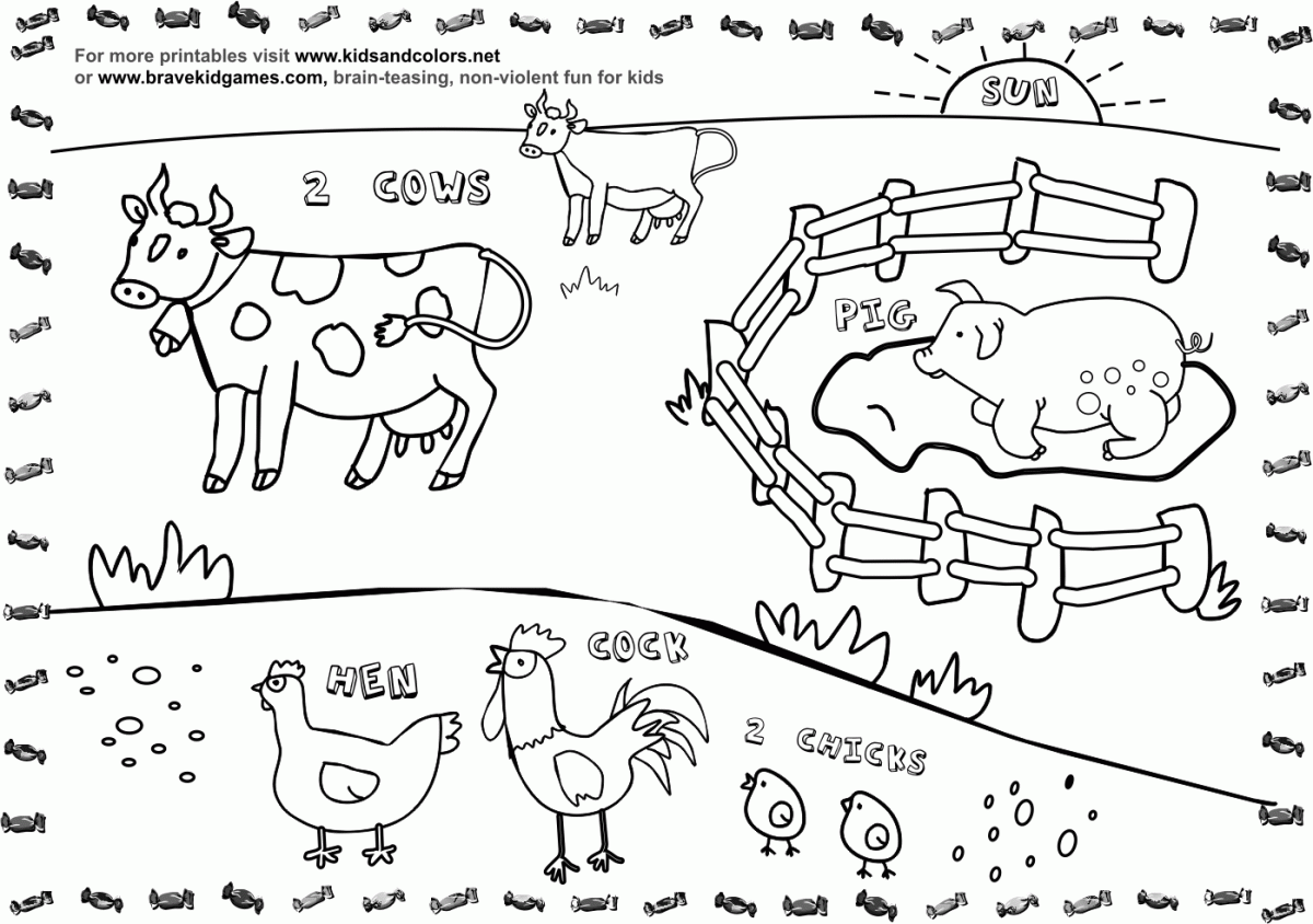 Farm Animals Coloring Pages And Activity Sheets   Coloring Home