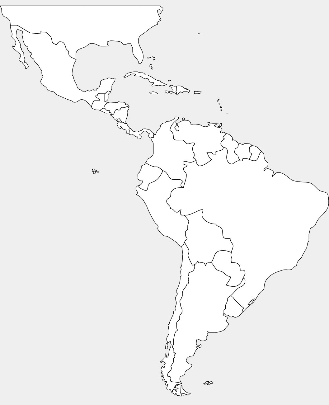 Central And South America Map Blank