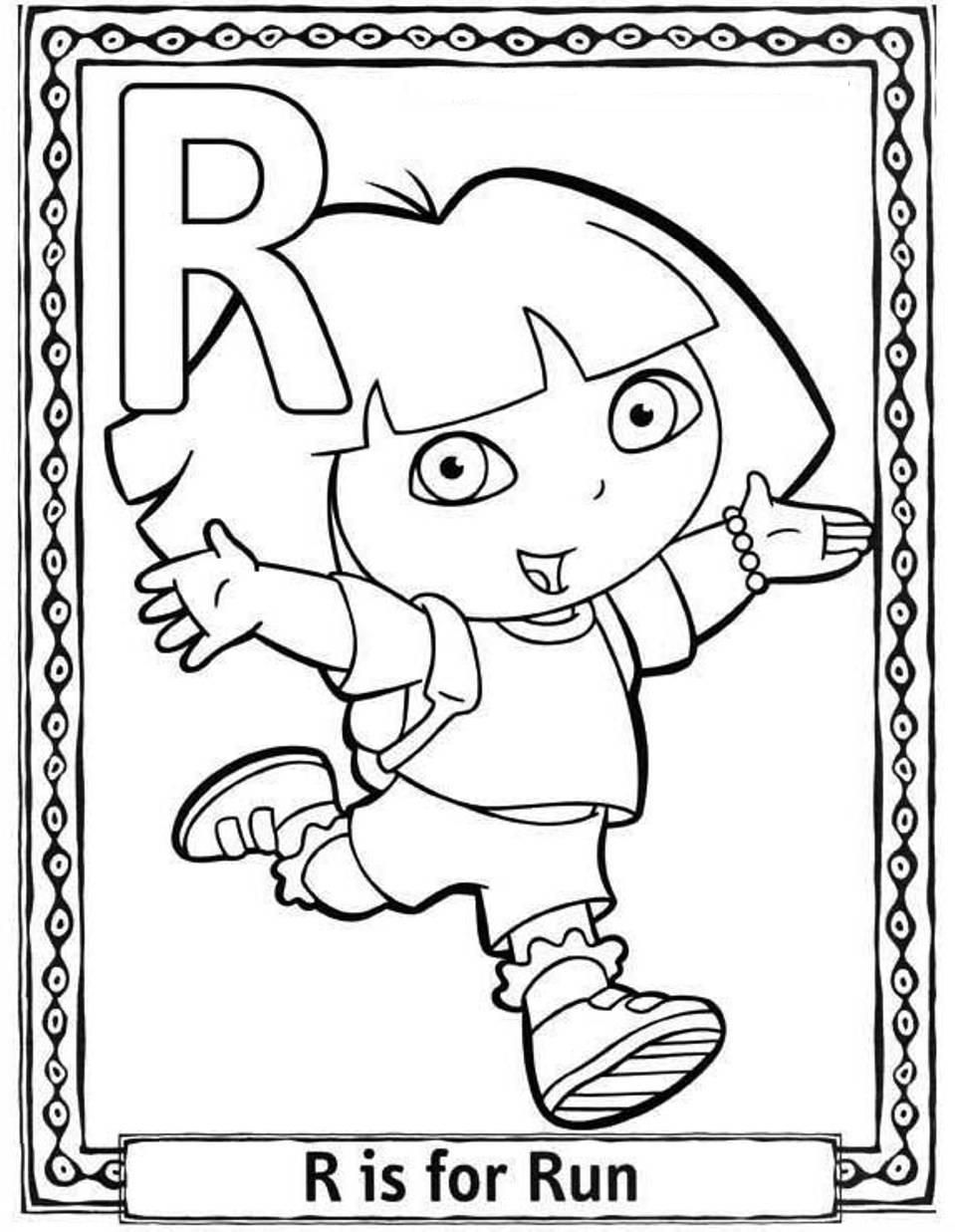Run Free Alphabet Coloring Pages Dora | Alphabet Coloring pages of ...