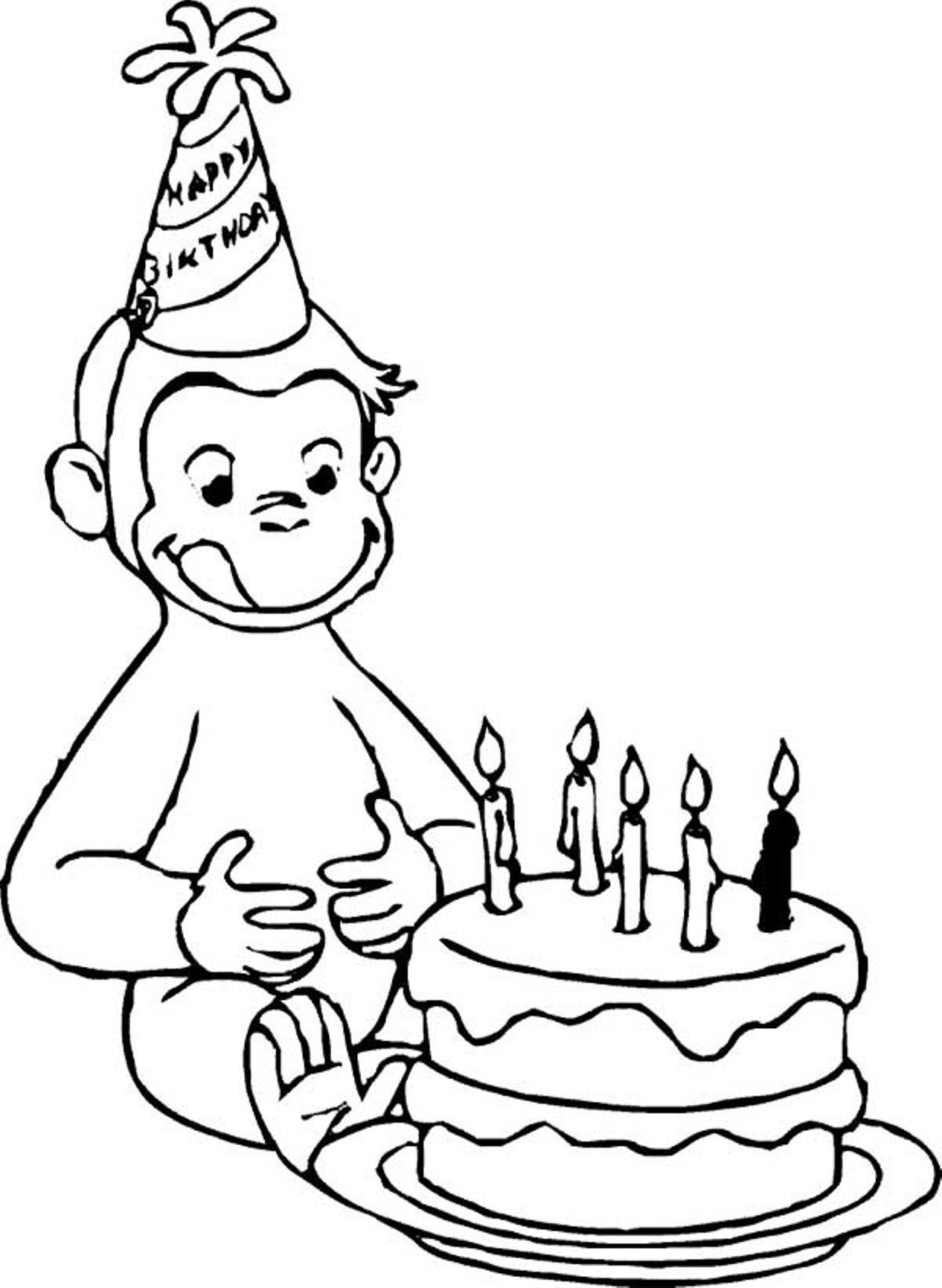 Download Birthday Curious George Coloring Pages Or Print Birthday ...
