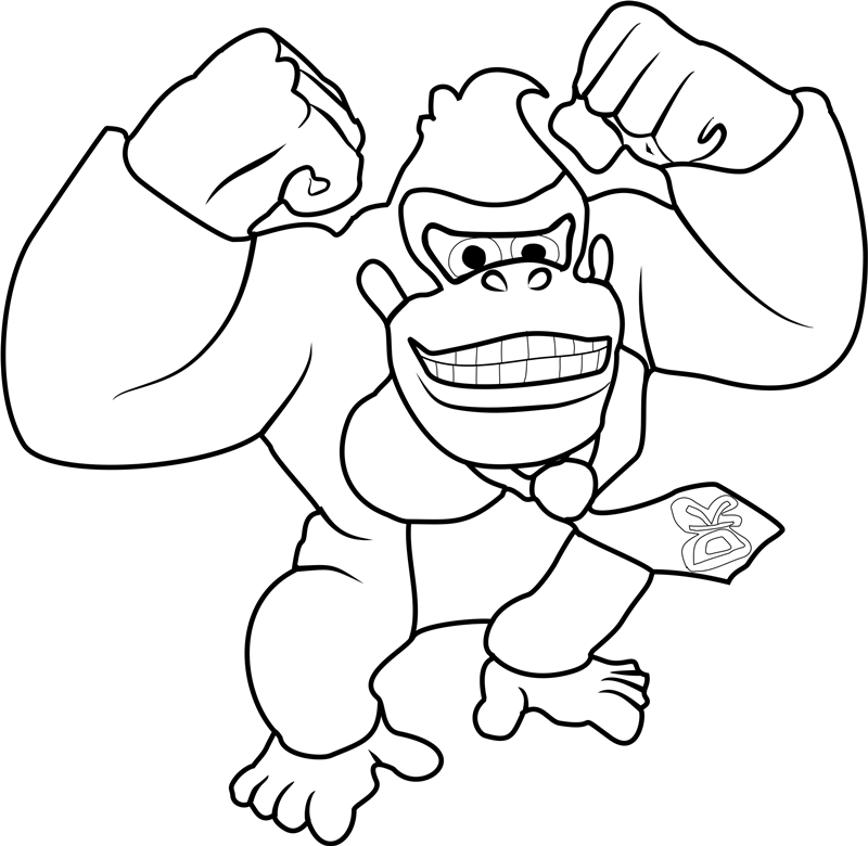 Happy Donkey Kong Coloring Page - Free Printable Coloring Pages for Kids