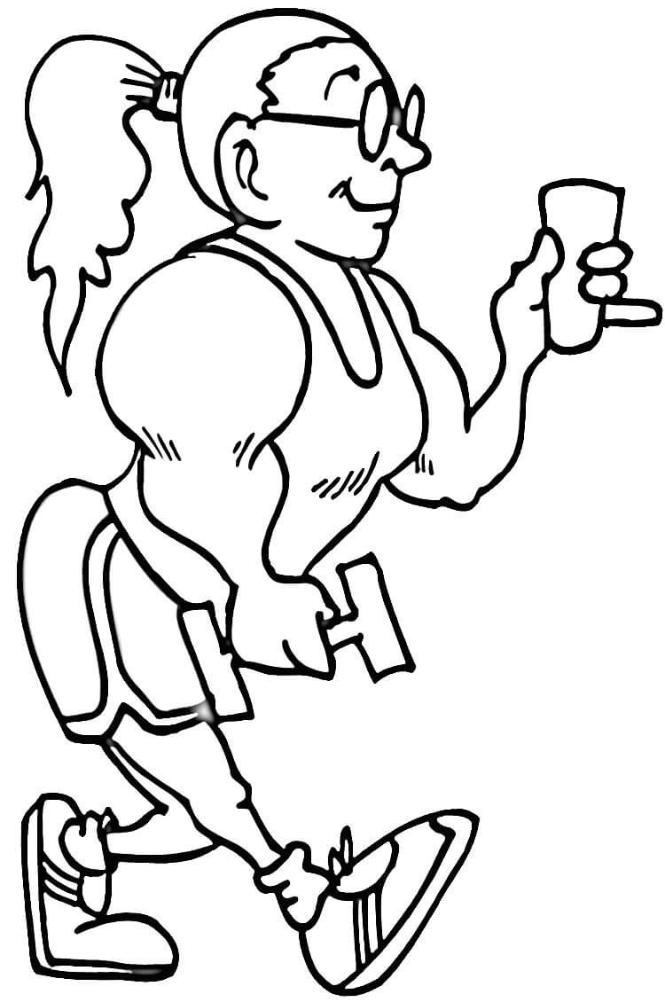 Lady Muscle Coloring Page - Free Printable Coloring Pages for Kids