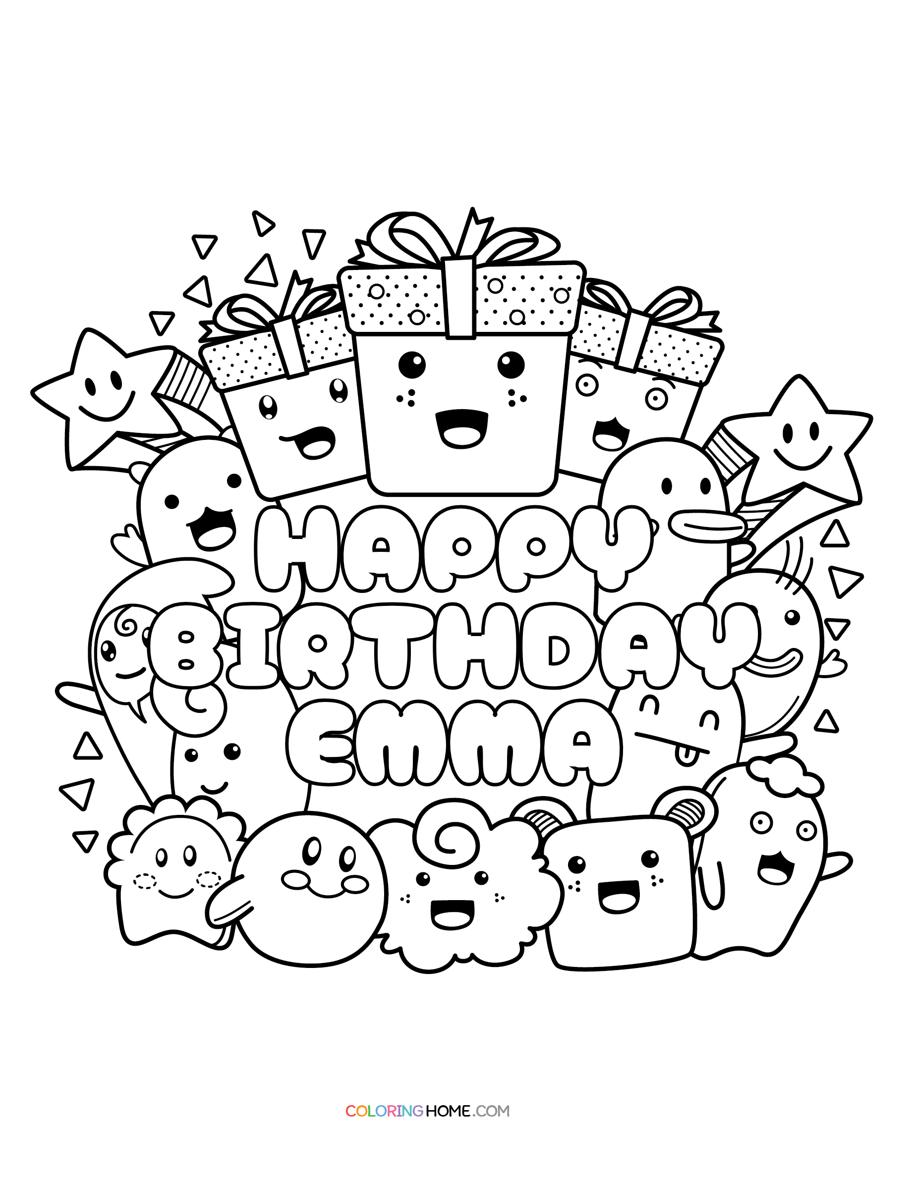Happy Birthday Emma coloring page