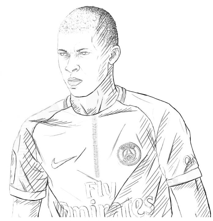 Kylian coloring book in player's outfit to print and online