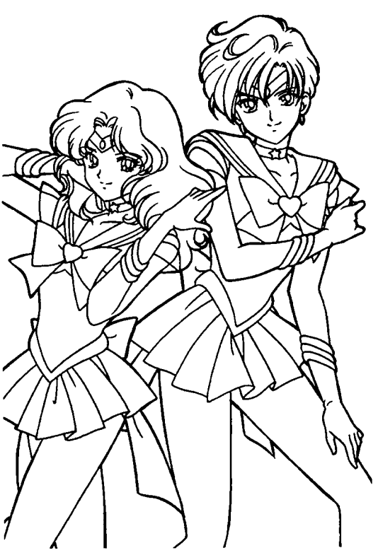 Sailor Moon Coloring Page Uranus And Neptune Coloring4free - Coloring Home