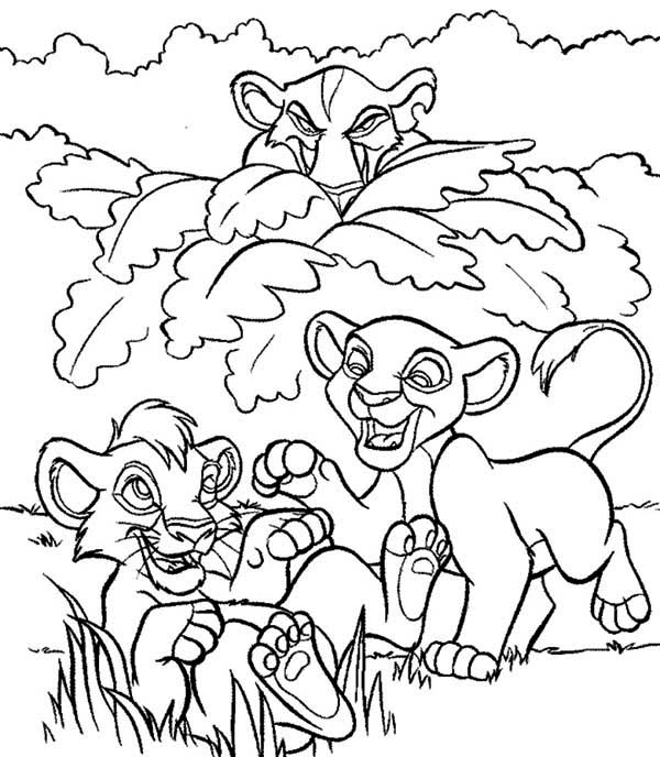 Simba And Nala Peeked By Scar Coloring Page - Download & Print Online Coloring  Pages for Free | Color Nimbus