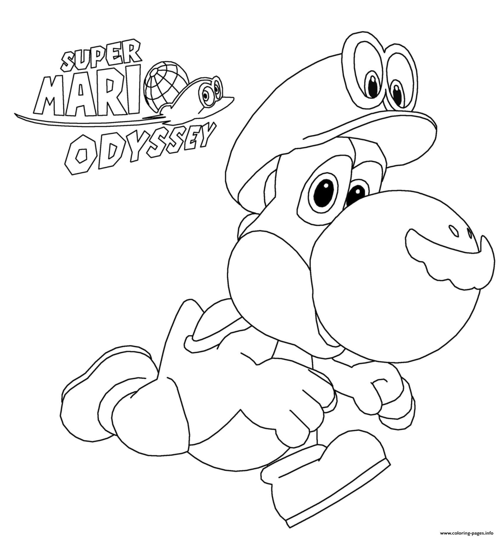 Super Mario Odyssey Yoshi Nintendo Coloring Pages Printable