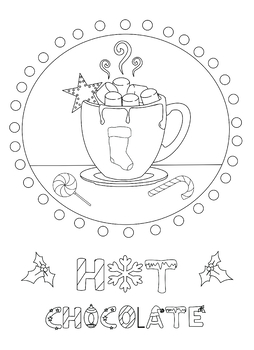 Hot Chocolate Coloring Page from Ornaments of Love Coloring Book