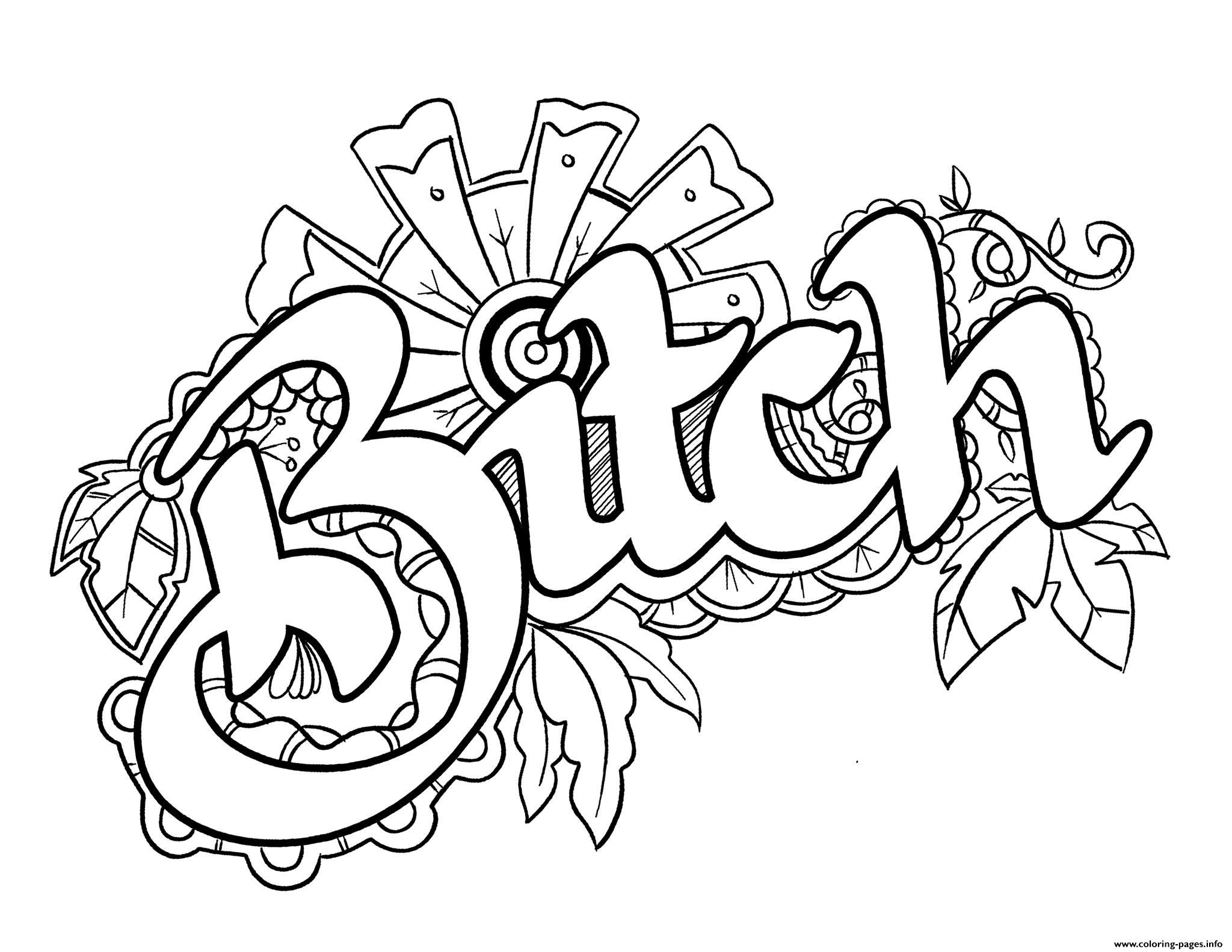 Bitch Swear Word Coloring Pages Printable For Adults To Print Teens Google  Classroom Docs Drive – Approachingtheelephant
