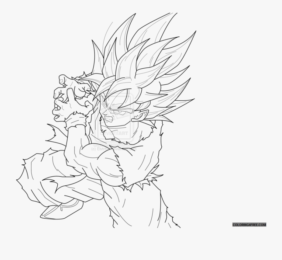 Goku Coloring Pages Kamehameha Stance Coloring4free - Goku Super Saiyan  Dragon Ball Z Coloring Pages , Free Transparent Clipart - ClipartKey