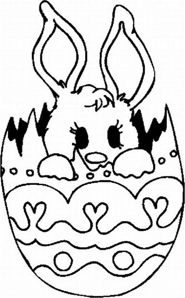 A Lovely Baby Bunny Inside the Easter Egg Coloring Page - Download ...