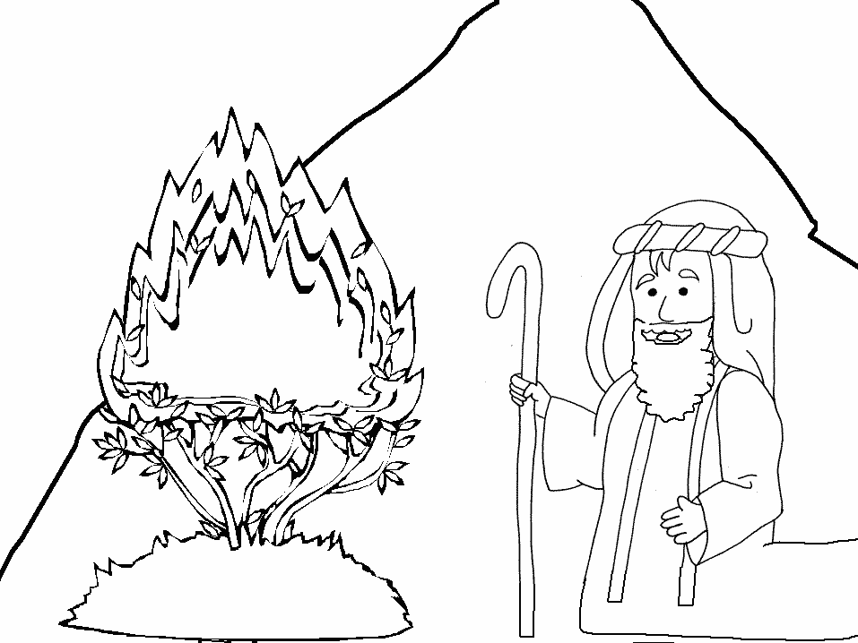 Moses And The Burning Bush - Coloring Pages for Kids and for Adults