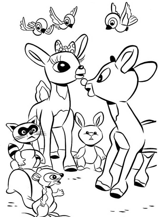 Rudolph the Red Nosed Reindeer and Friends Coloring Page | Color Luna