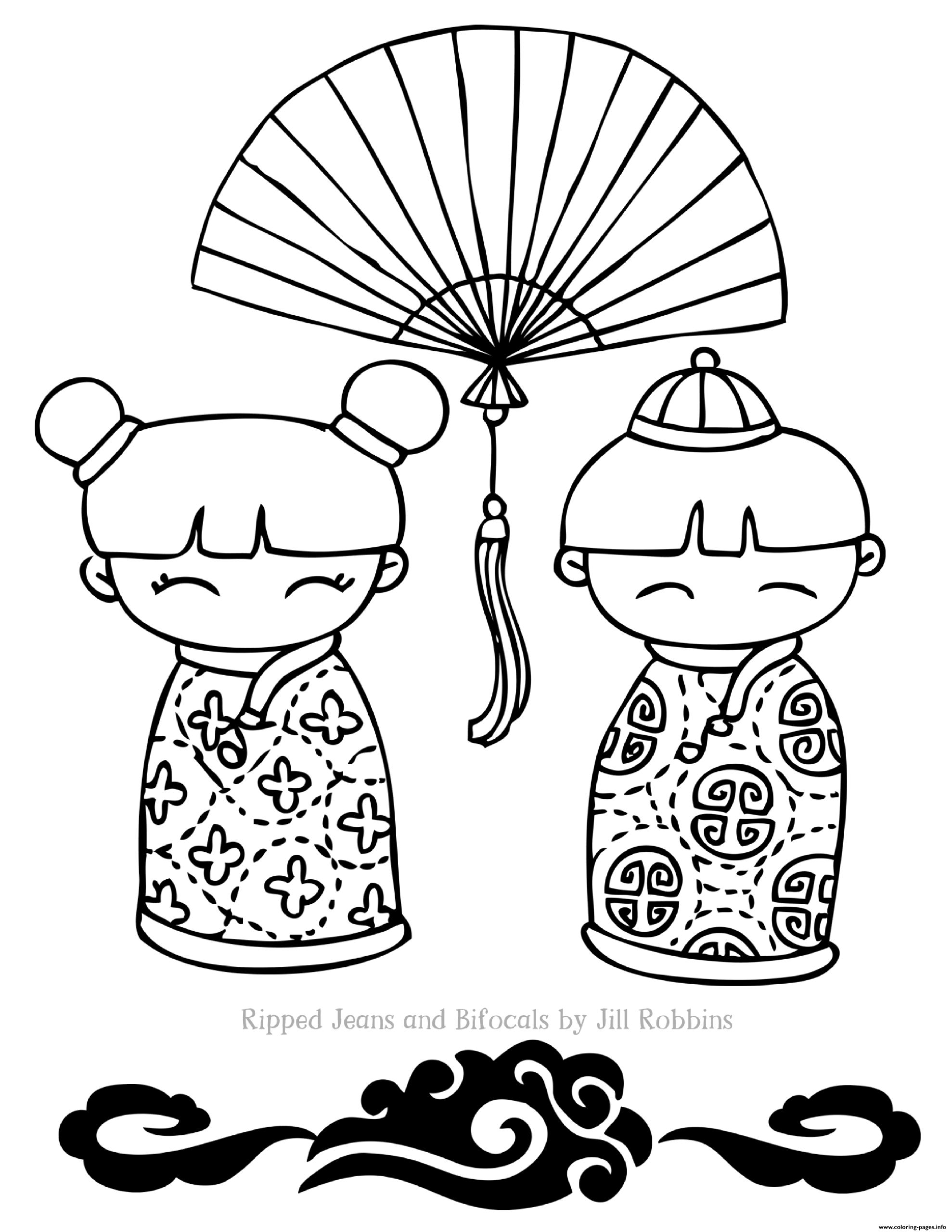 Coloring Book : Two Dolls Chinese New Year Coloring Pages ...