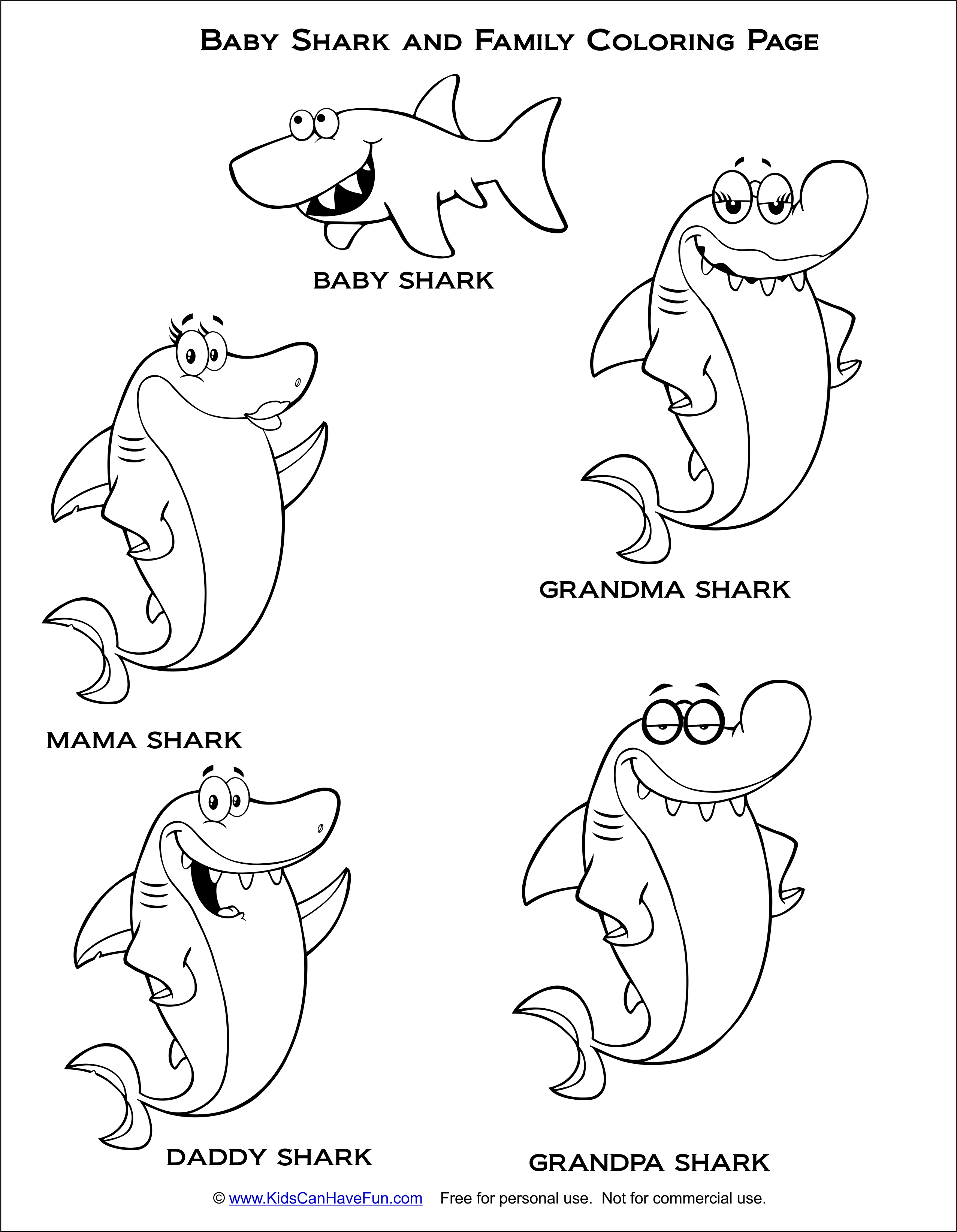 Baby Shark And Family Coloring Page Babyshark Sharks Coloring Home