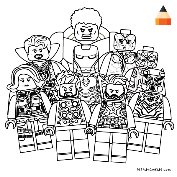 coloring page for kids how to draw lego avengers