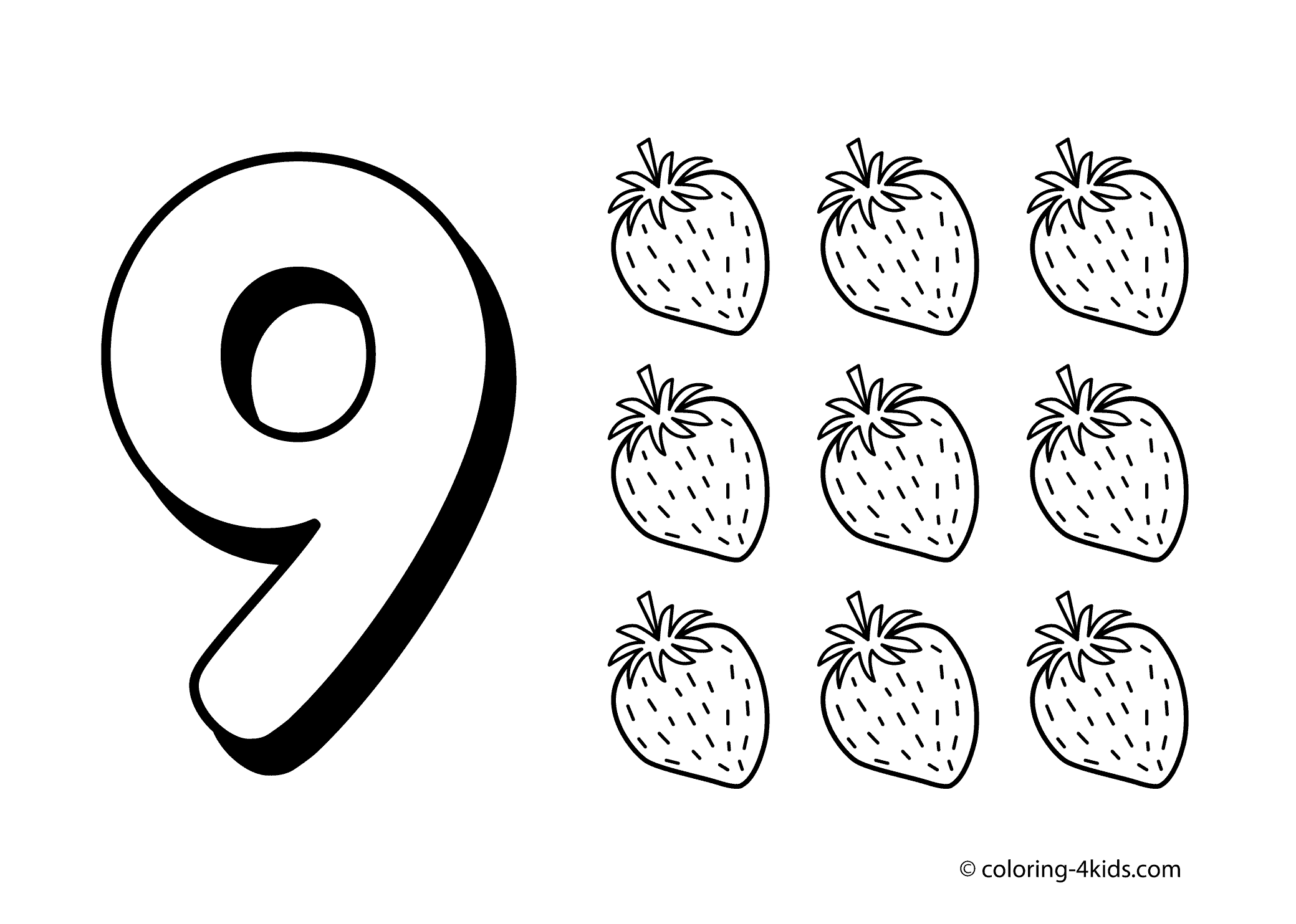 Free Printable Number 9 Coloring Pages Coloring Pages