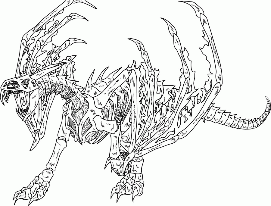 6 Pics of Skeleton Dragon Coloring Pages - Bone Dragon Drawings ...