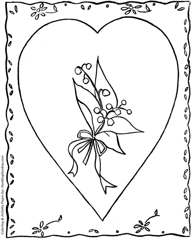 Valentine's Day Cards Coloring Pages - Valentine heart with ...
