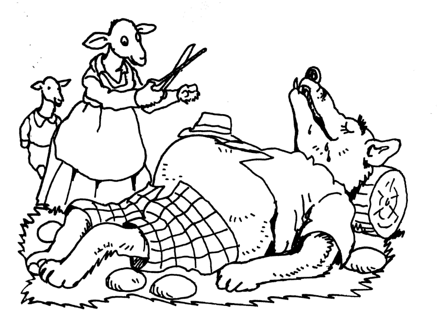 Wolf and the seven young kids Coloring Pages - Coloringpages1001.com