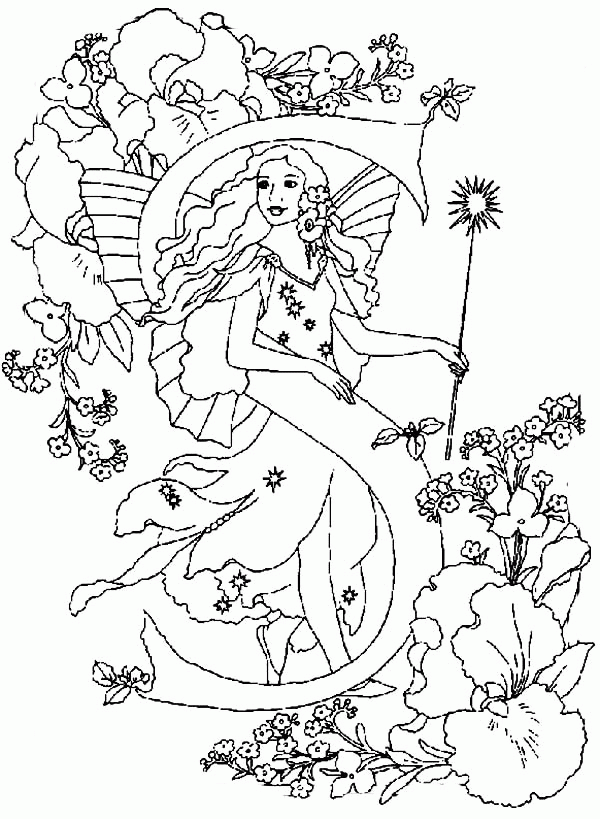 Letter S Alphabet Fairy on a Flower Garden Coloring Pages | Batch ...