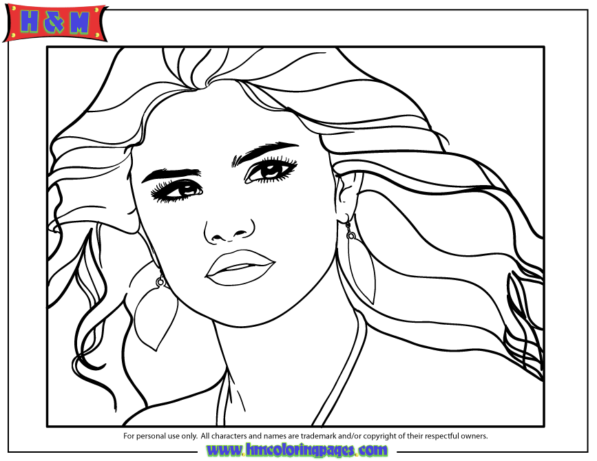 Selena Gomez - Coloring Pages for Kids and for Adults
