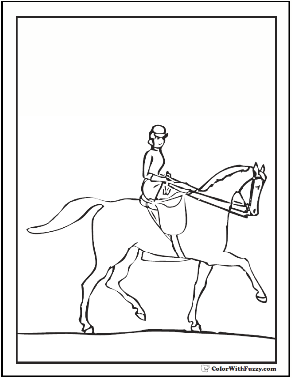 Lady Riding A Horse Coloring Page