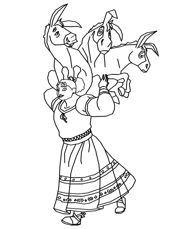 Coloring page Encanto : Luisa porte trois ânes sur son dos. 25