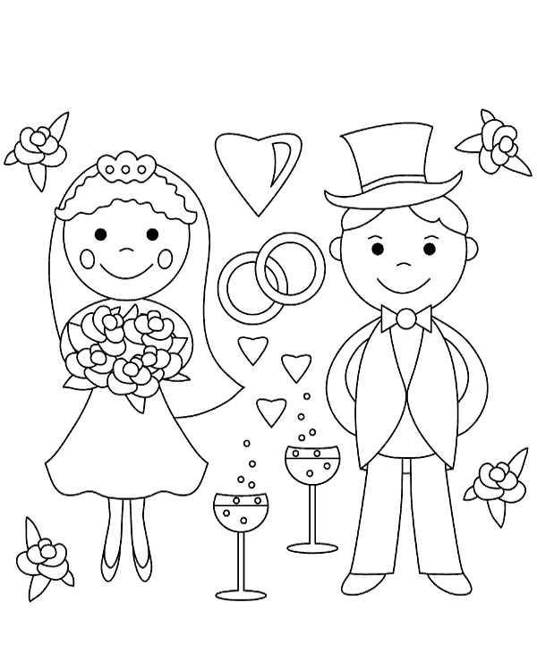 Basic wedding coloring page for kids - Topcoloringpages.net