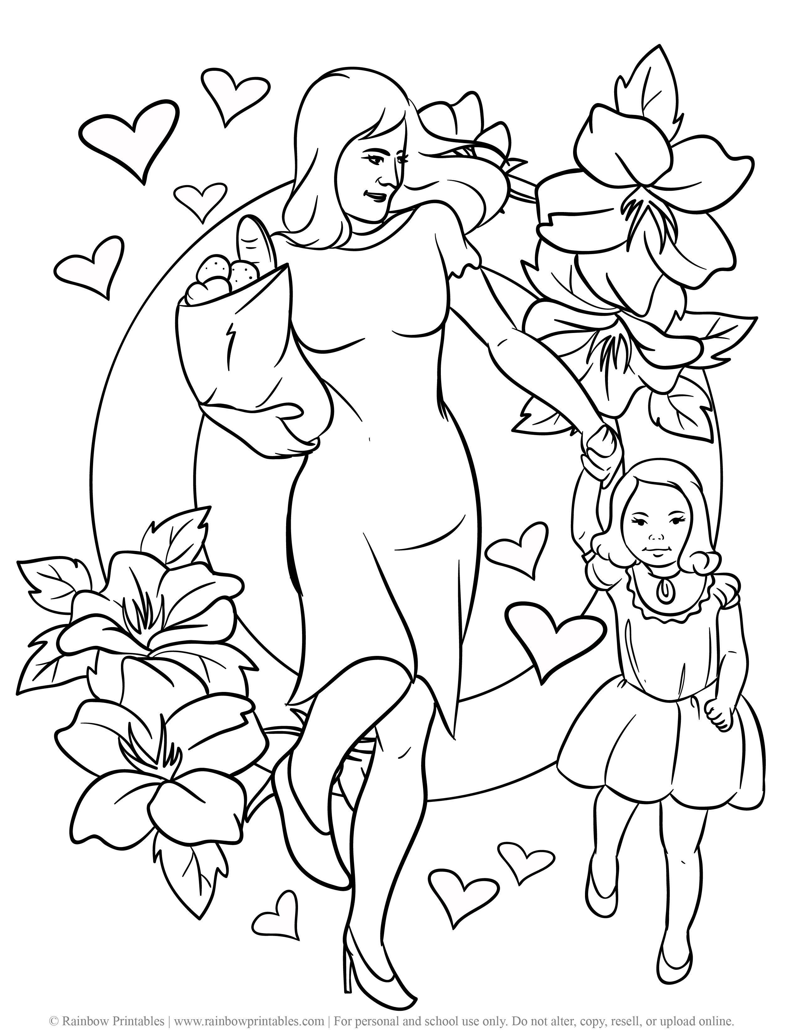 Mother's Day Coloring Pages - Rainbow Printables