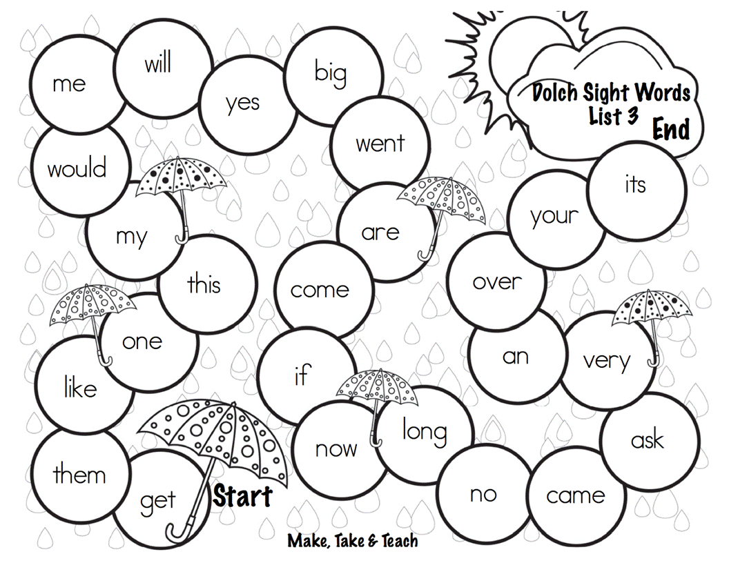 Home Sight Words Spring Themed Game Boards