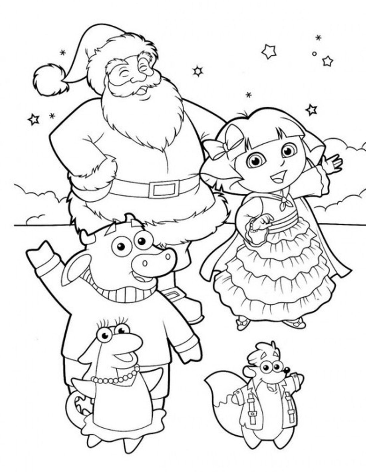 Dora Christmas Coloring Sheets : Dora And Santa Christmas Coloring ...