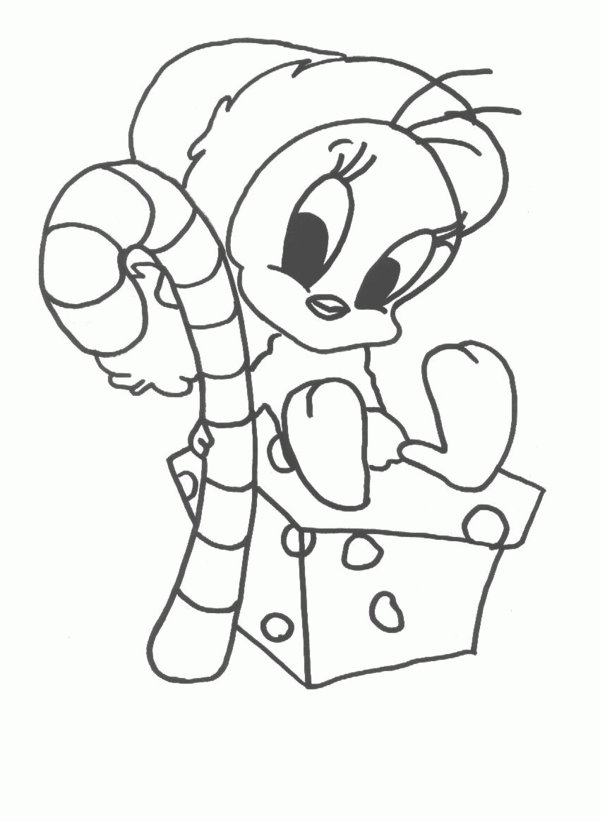 Tweety Bird Christmas Coloring Page