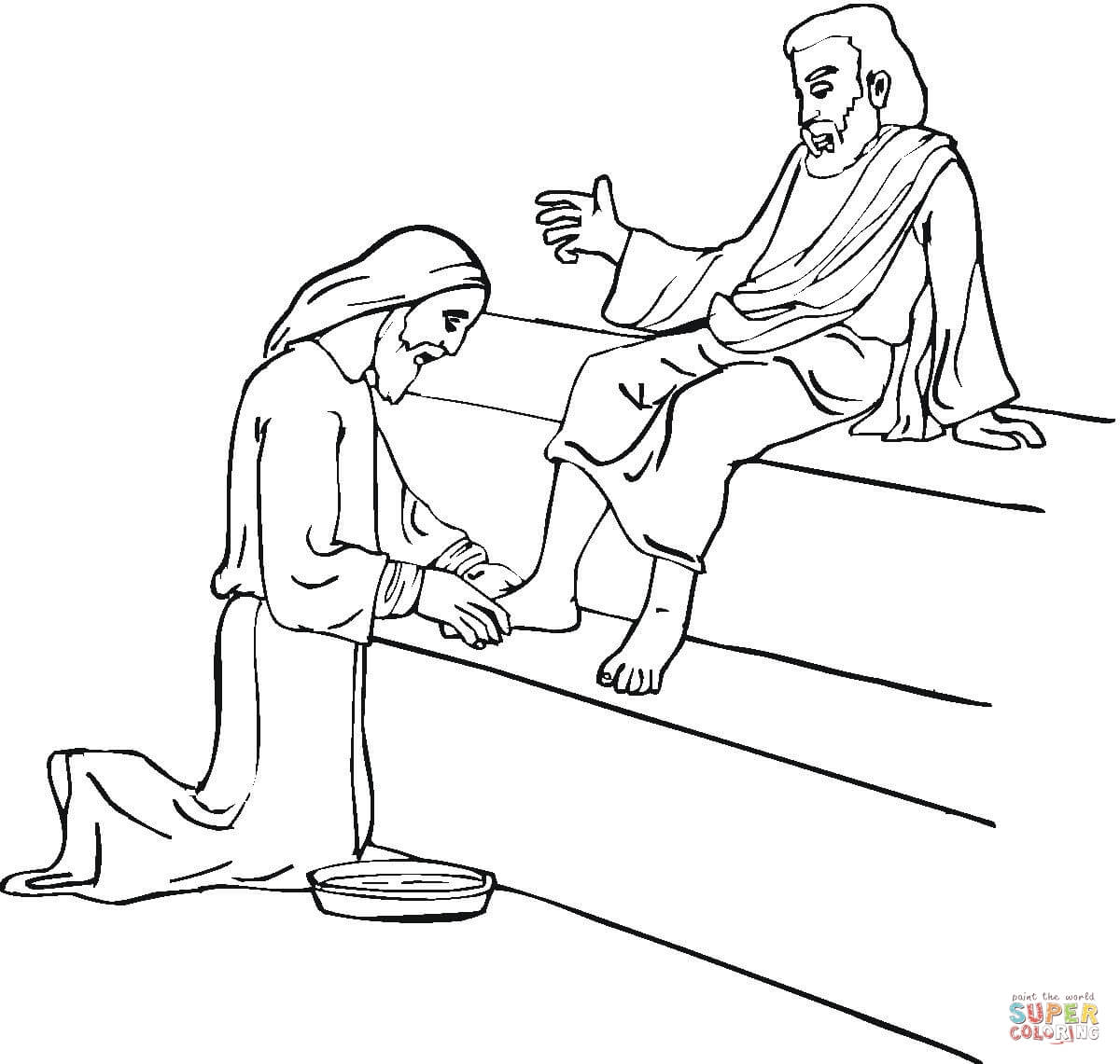 Jesus Washing the Disciples Feet coloring page | Free Printable ...