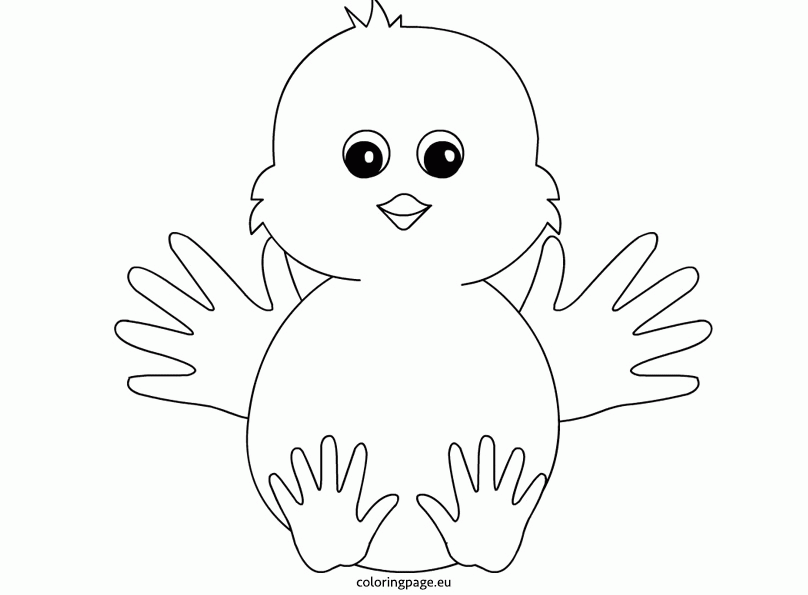 Handprint Art for Kids - Chick | Coloring Page