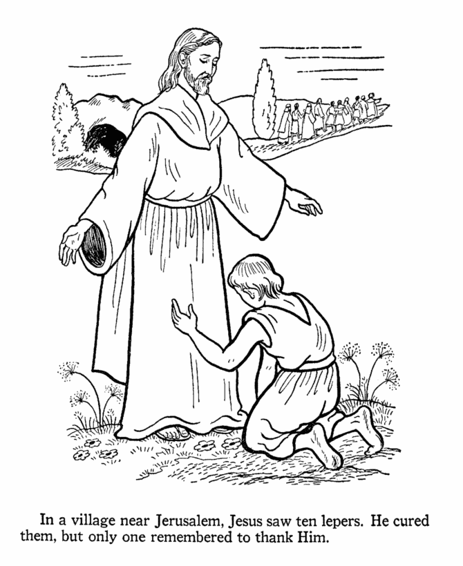 Jesus Teaches Coloring Pages - Jesus heals the 10 lepers | Bible-Printables