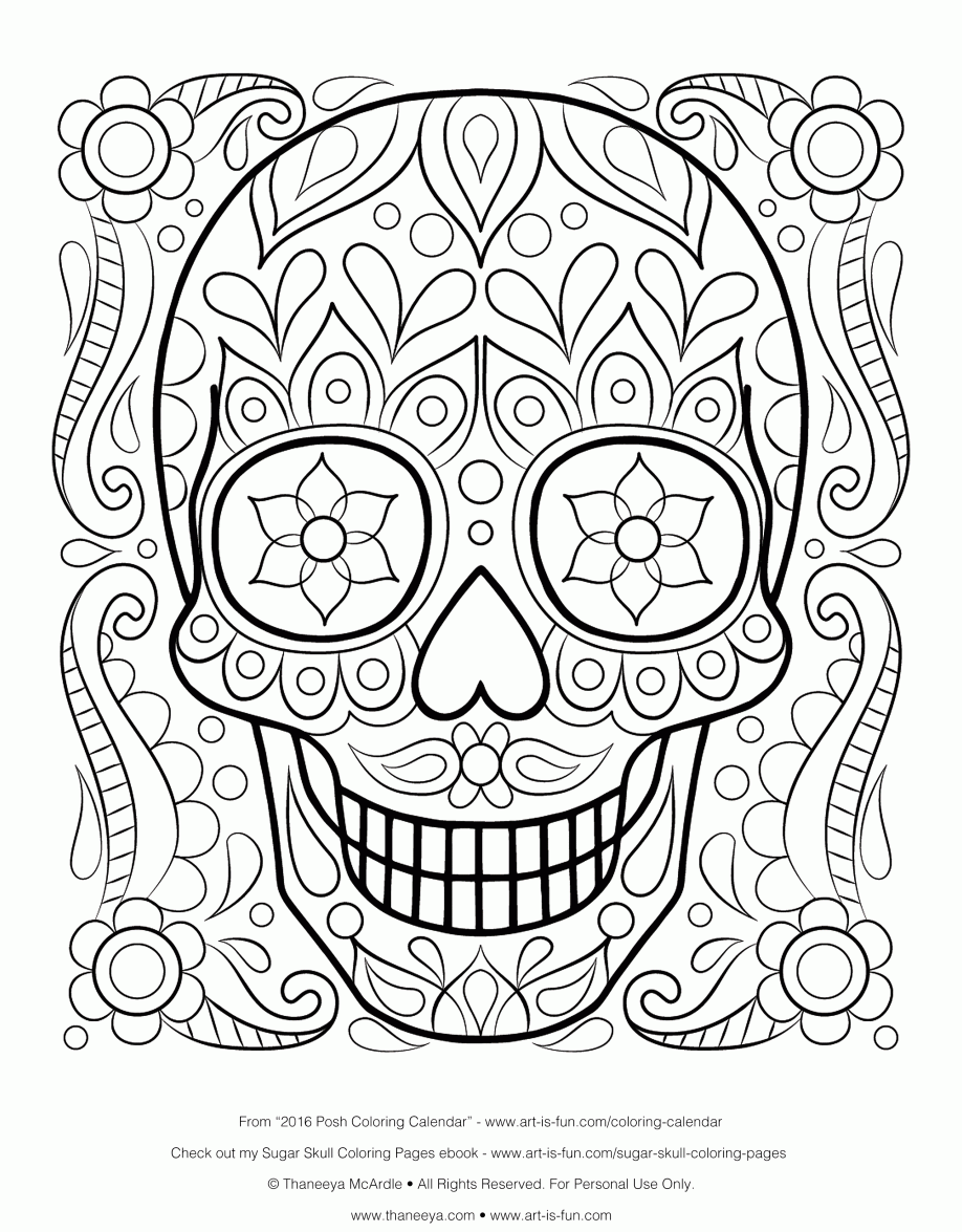 Free Skull Coloring Pages For Adults Skull Coloring Pages Sugar ...