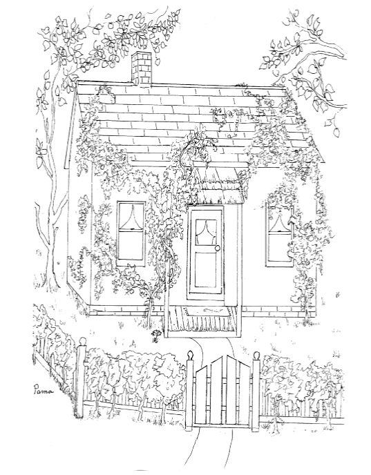 Christmas Cottage Coloring Pages cottage coloring page color me ...