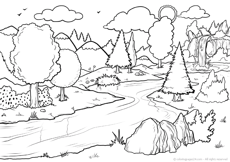Waterfall 3 | Coloring Pages 24
