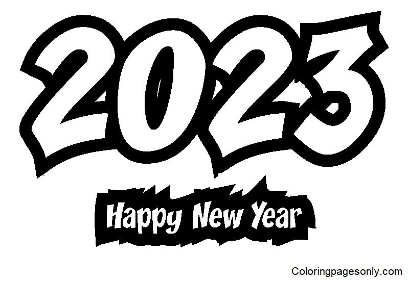Happy New Year 2023 Coloring Pages - Coloring Pages For Kids And Adults