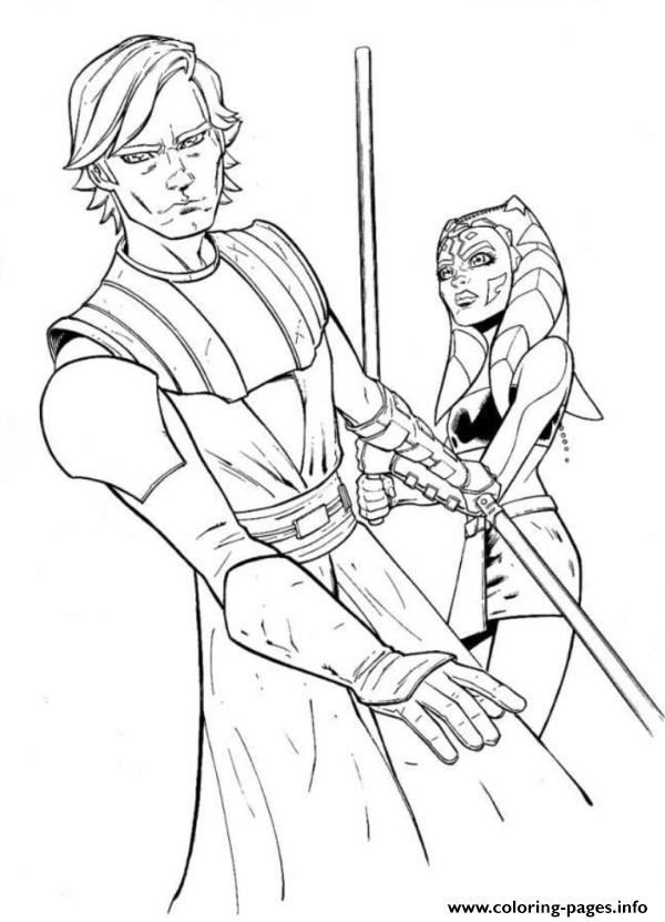 Coloring Pages | Ahsoka and Anakin Star war Coloring Page