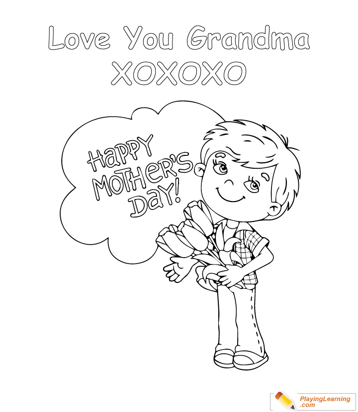 Happy Mothers Day Grandma Coloring Page 06 | Free Happy Mothers Day Grandma  Coloring Page