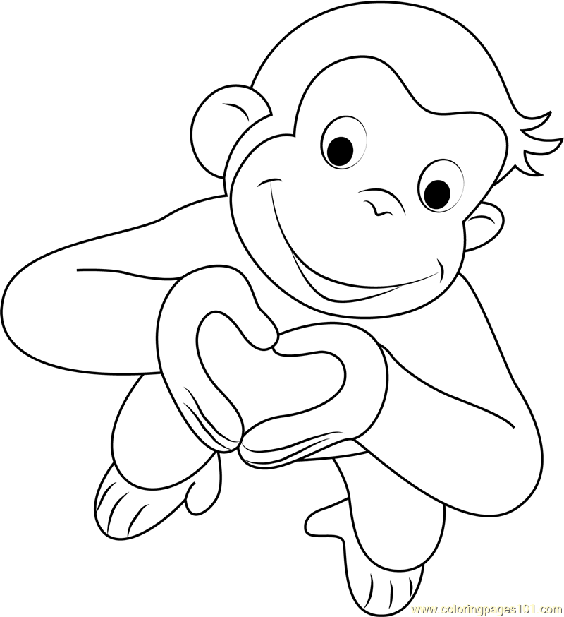 Valentines Day Curious George Coloring Page for Kids - Free Curious George  Printable Coloring Pages Online for Kids - ColoringPages101.com | Coloring  Pages for Kids