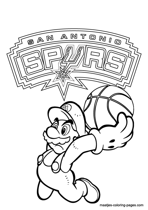 San Antonio Spurs and Super Mario NBA coloring pages | Coloring pages, Spurs,  San antonio spurs