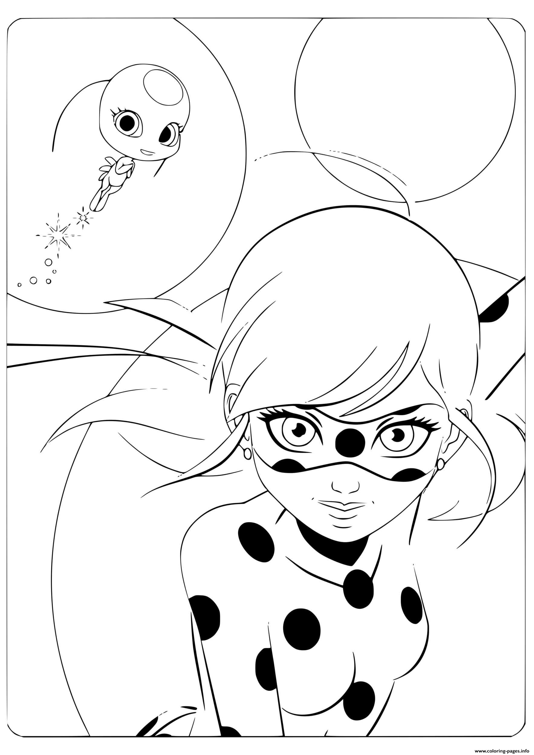 Cute Miraculous Ladybug Tikki And Marinette Coloring Pages Printable