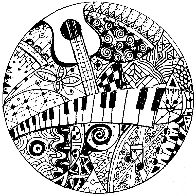 Art Therapy coloring page Music : Keyboard and guitar 9