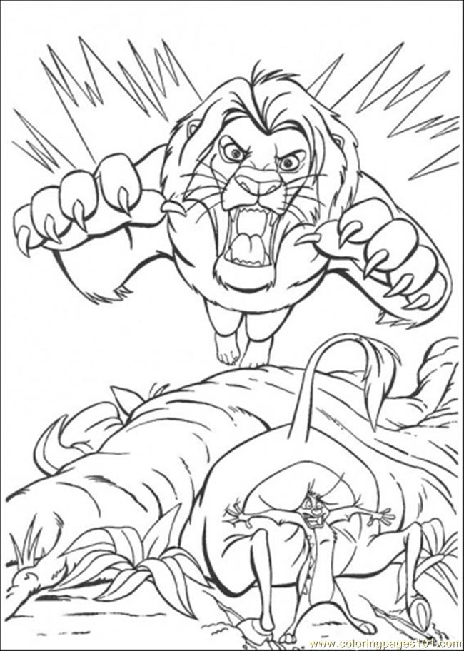 Scar Will Catch Pumbaa Coloring Page - Free The Lion King Coloring Pages :  ColoringPages101.com