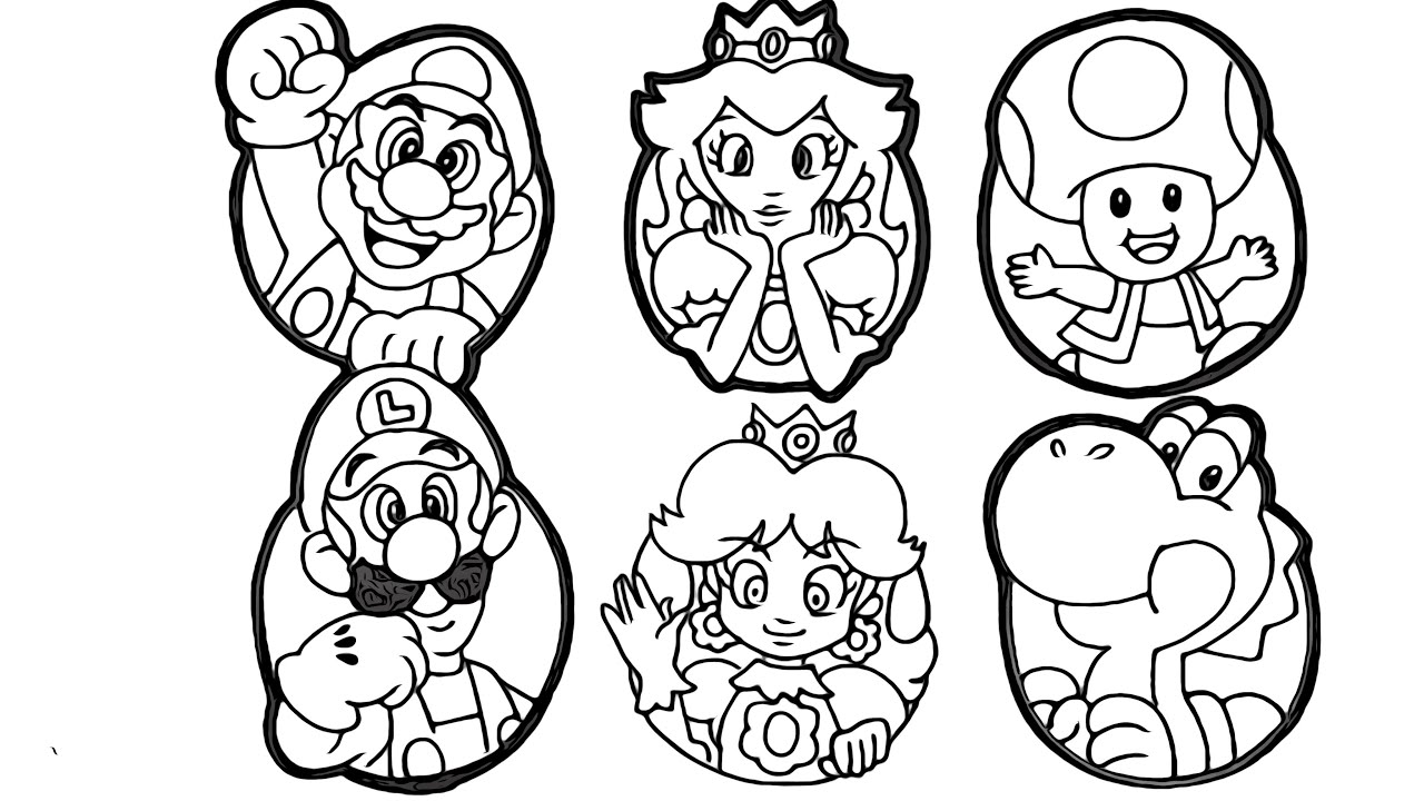 Super Mario Bros Coloring Book Compilation Nintendo Luigi Pages Smash  Princess Rosalina Kart Online Paper — oguchionyewu