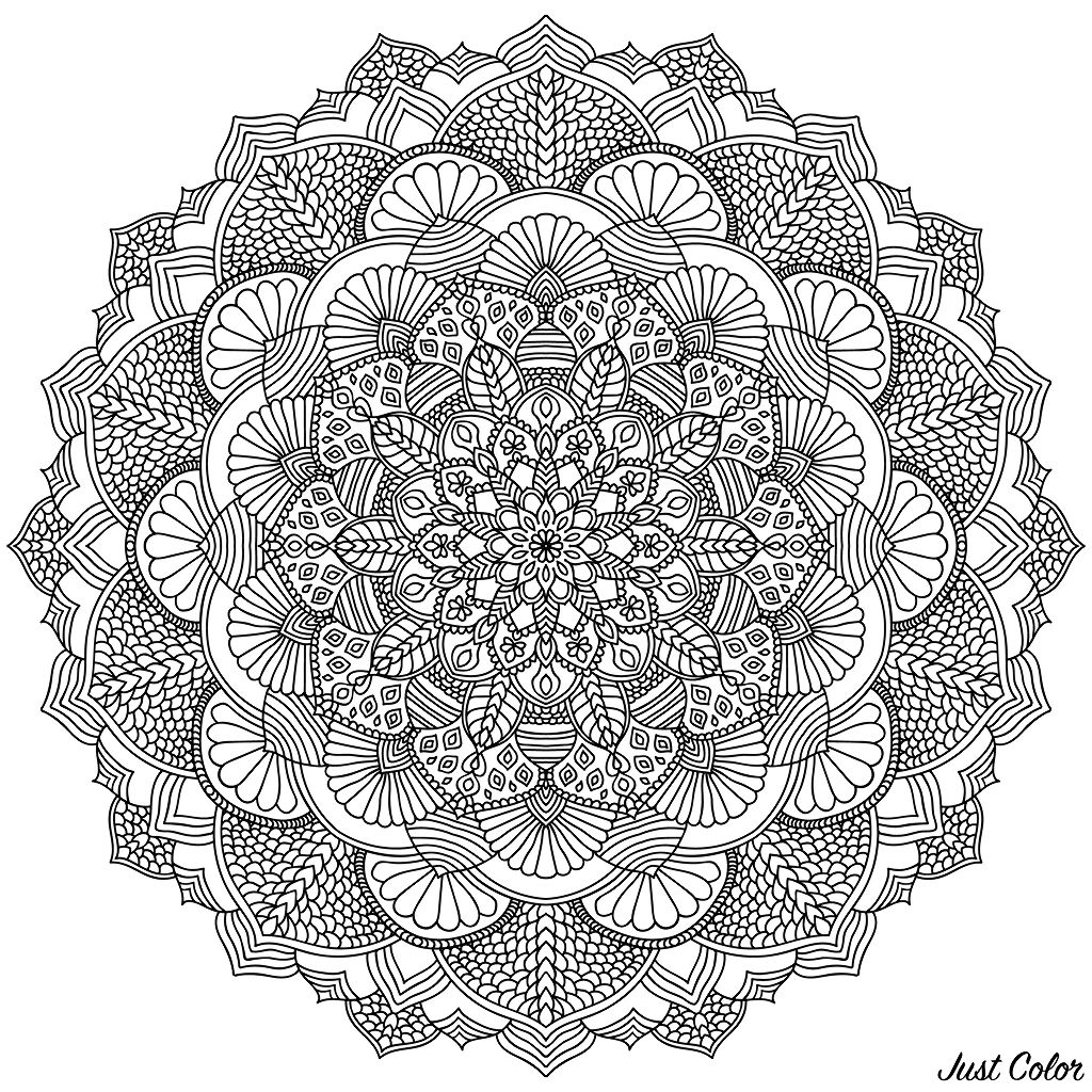Intricate Black Mandala - Mandalas Adult Coloring Pages